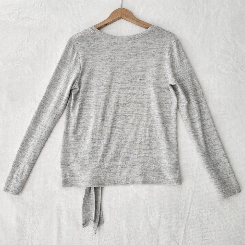 🪻BOGO🪻 Matty M Lightweight Sweater Heather Gray‎ Boat Neck Tie Front Sz L - Picture 3 of 11